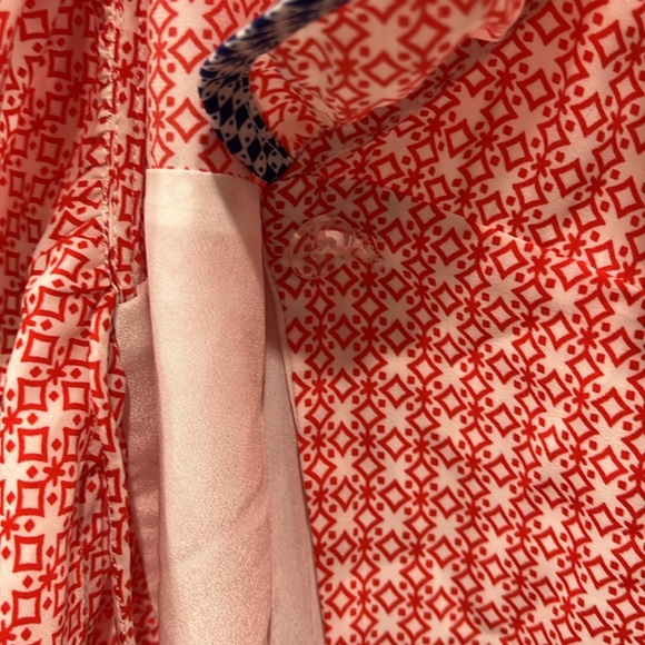 Anthropology The Fifth Label Long Sleeve Wrap Up Dress Red White Blue Geo M - Picture 10 of 12